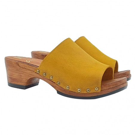 LOW OCHER CLOGS WITH WIDE BAND AND HEEL 5