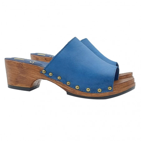 LOW TURQUOISE CLOGS WITH WIDE BAND AND HEEL 5