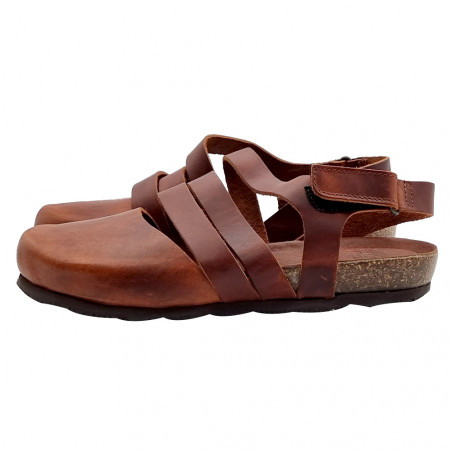 BROWN FLAT SANDALS WITH LEATHER BANDS