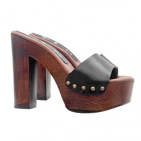 BLACK CLOGS WITH HIGH HEEL