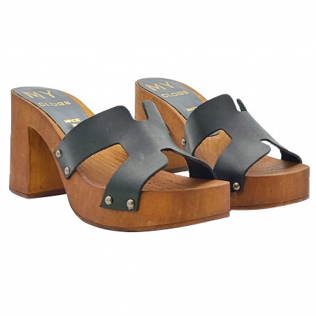 CLOGS WITH HEELS | LEATHER UPPER AND HEEL 8,5