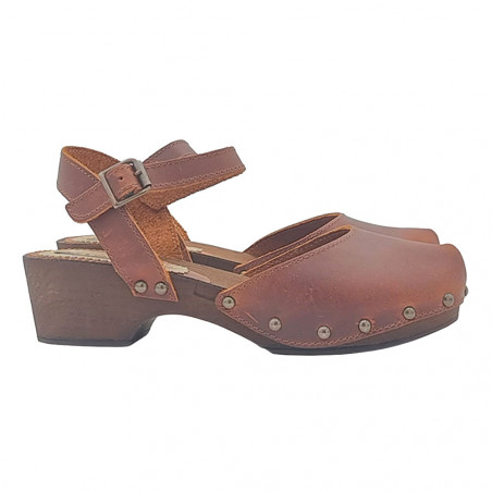 BROWN SANDALS WITH LEATHER UPPER HEEL 4,5