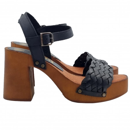 Black Clogs with Braided Band and Strap