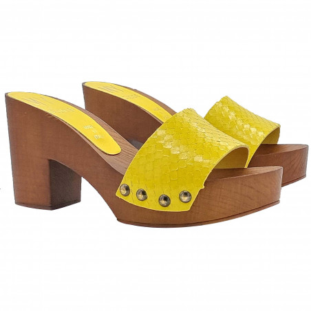 Clogs with Genuine Leather Band and 9 cm Heel - MY10 PIT GIALLO