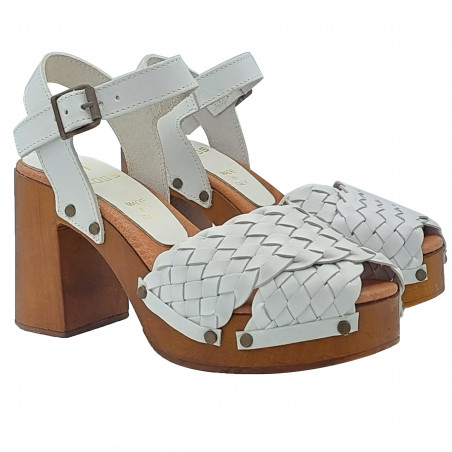White Clogs with Braided Band and Strap - MY268 BIANCO