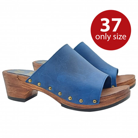 Leather clogs with blue wide band - last size 37