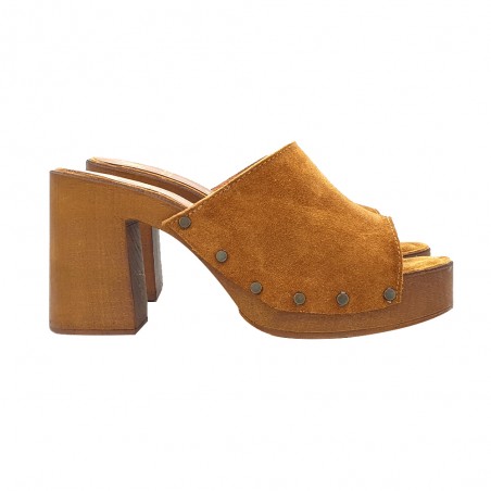 CLOGS WITH BAND IN LEATHER COLOR SUEDE 8,5 CM