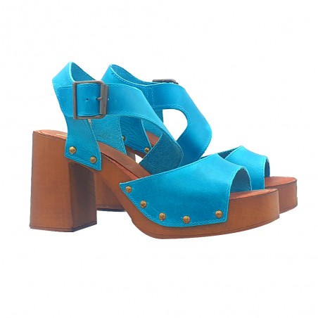 TURQUOISE LEATHER CLOG